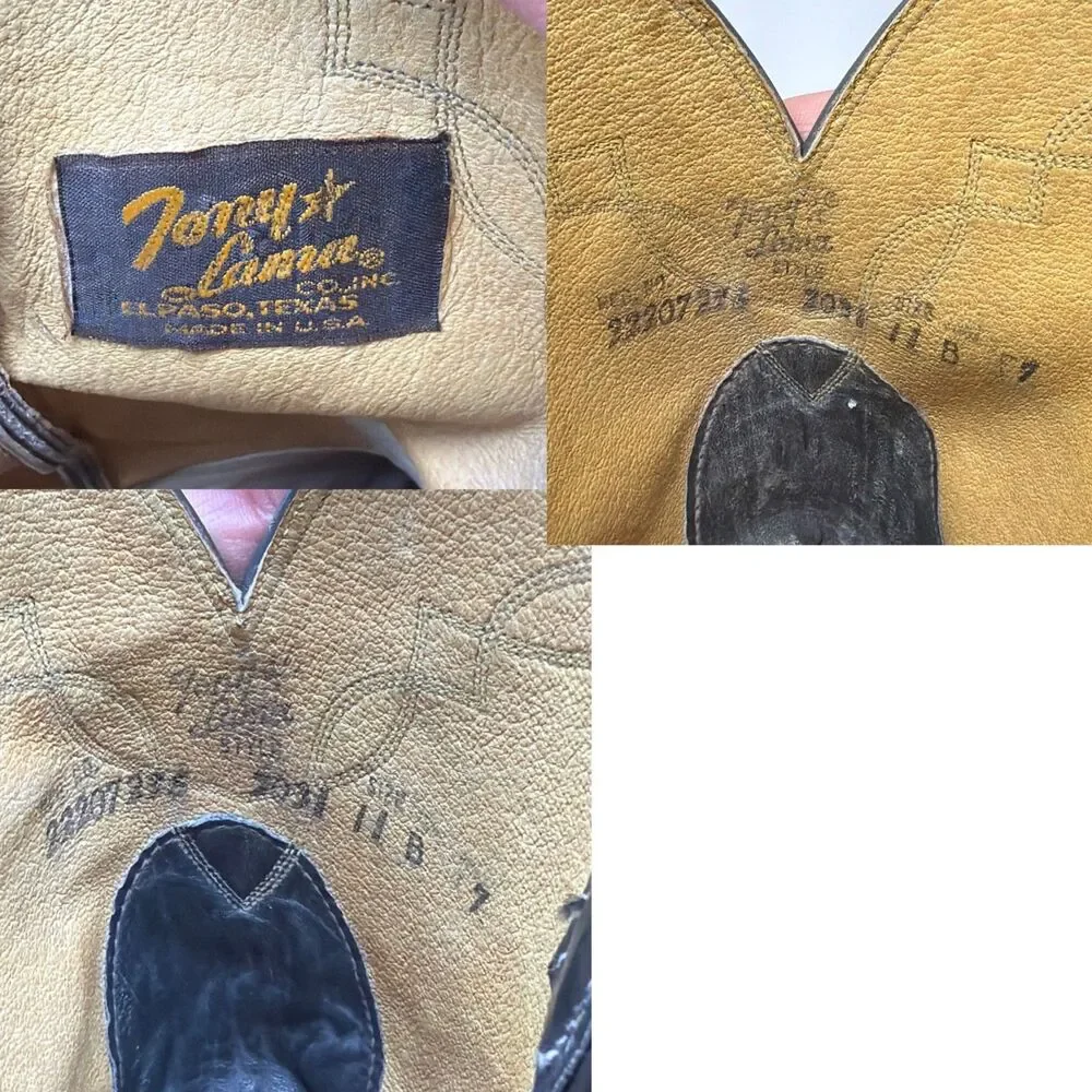 Tony Lama Vintage Western Cowboy Boots Size 11B USA Made READ
